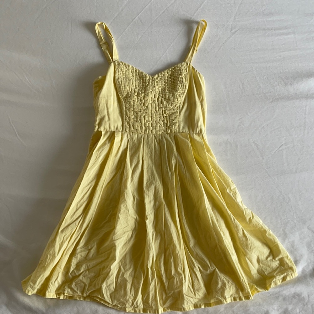 French connection size 4 fit and flare butter yellow spaghetti strap dress